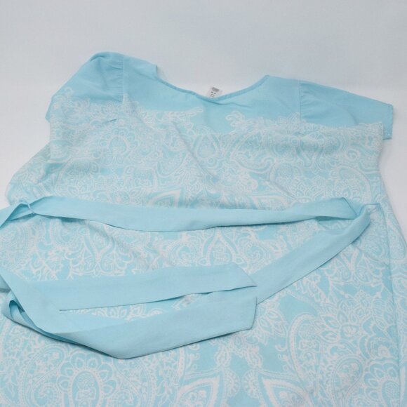 Motherhood Maternity Paisley Top Women Small Belt Blue White Casual Popover Boho - Picture 12 of 15